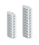 ABB TA563-SET terminal blocks for PM554-TP-ETH PLC, includes TA563-9 and TA563-11, screw front, wire side.